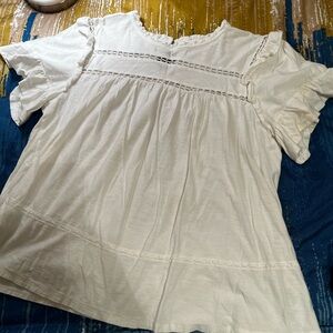 Maurices White Ruffled Flutter Sleeve Blouse